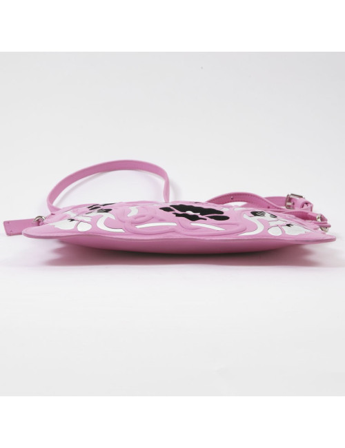 Sac CHRISTOPHER KANE cuir rose et incrustations noires et argent