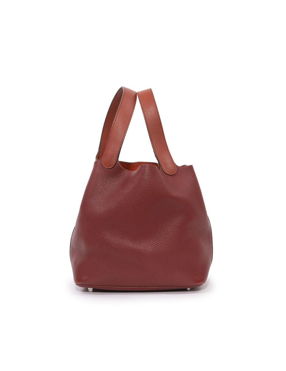 Sac Picotin HERMES cuir taurillon clémence bicolore rouge H et rouge casaque