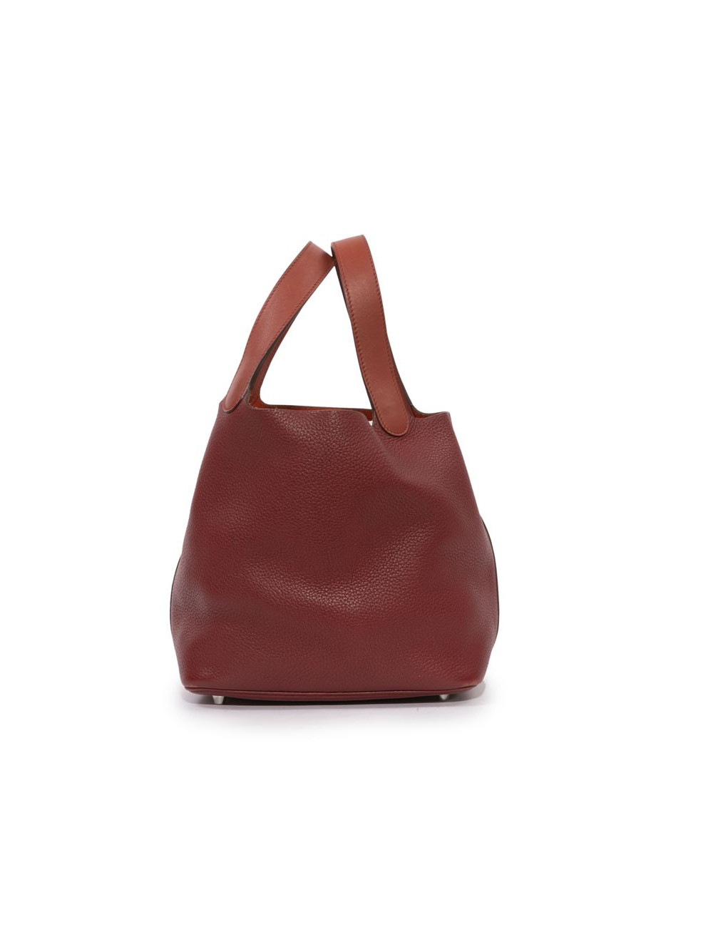 Sac Picotin HERMES cuir taurillon clémence bicolore rouge H et rouge casaque