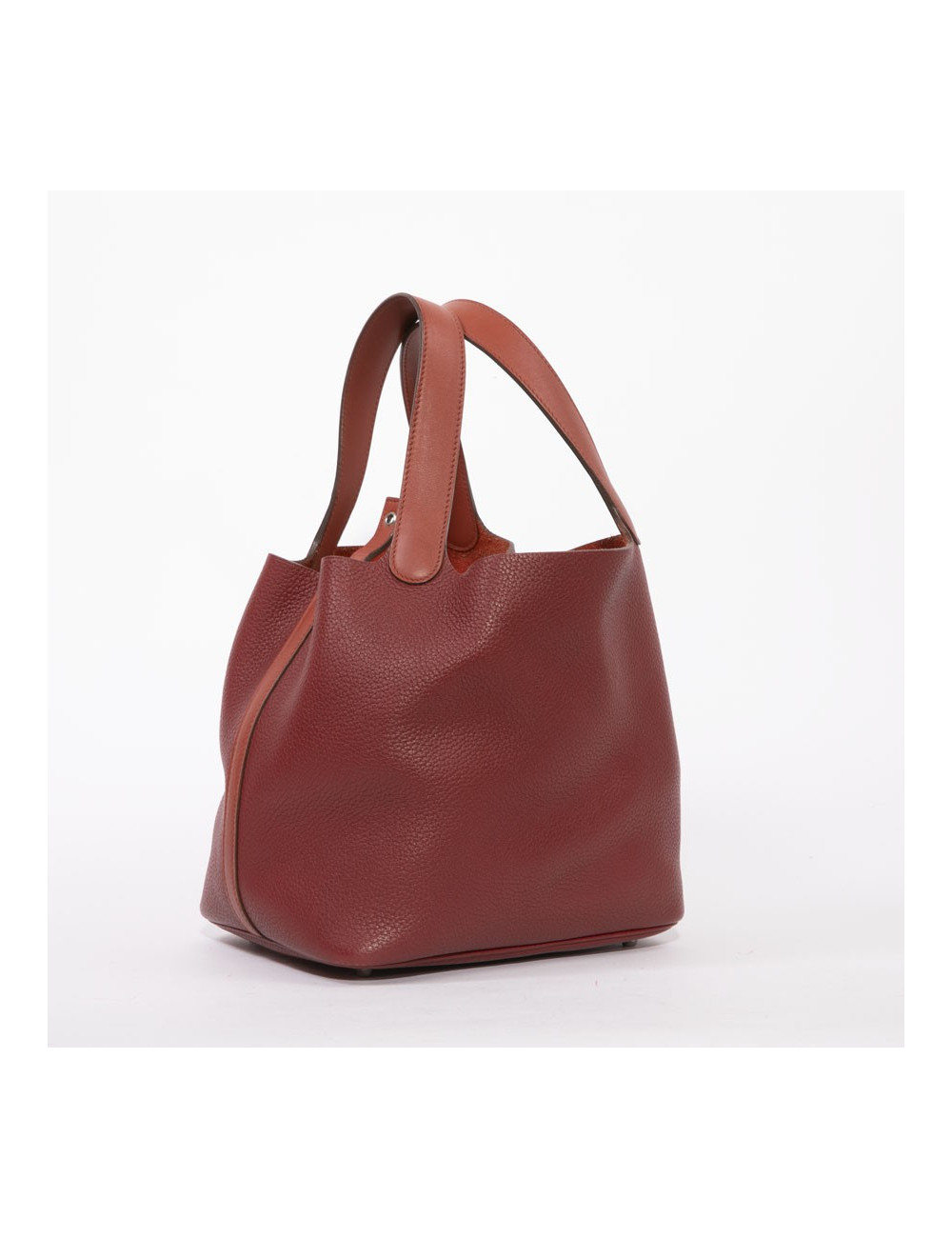 Sac Picotin HERMES cuir taurillon clémence bicolore rouge H et rouge casaque