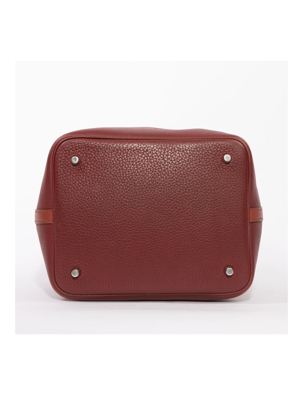 Sac Picotin HERMES cuir taurillon clémence bicolore rouge H et rouge casaque