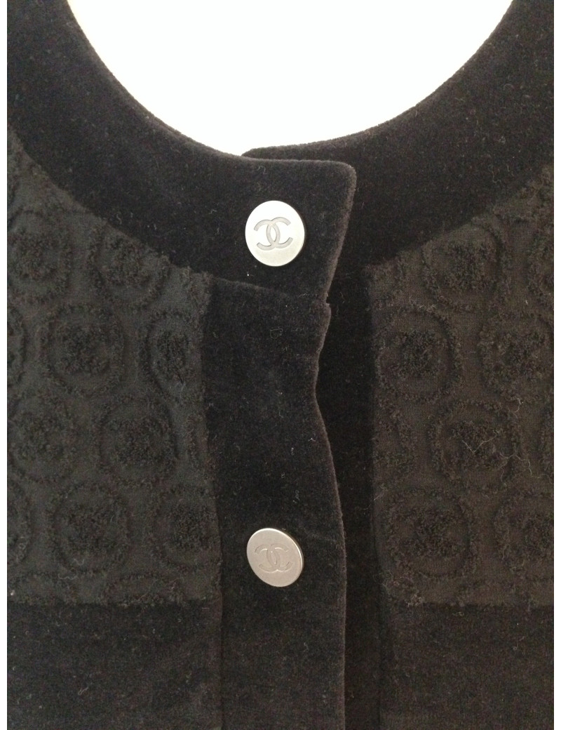 Veste CHANEL velours siglé T 44 