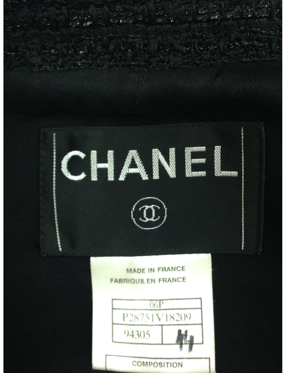 Veste CHANEL en tweed noir T 44 