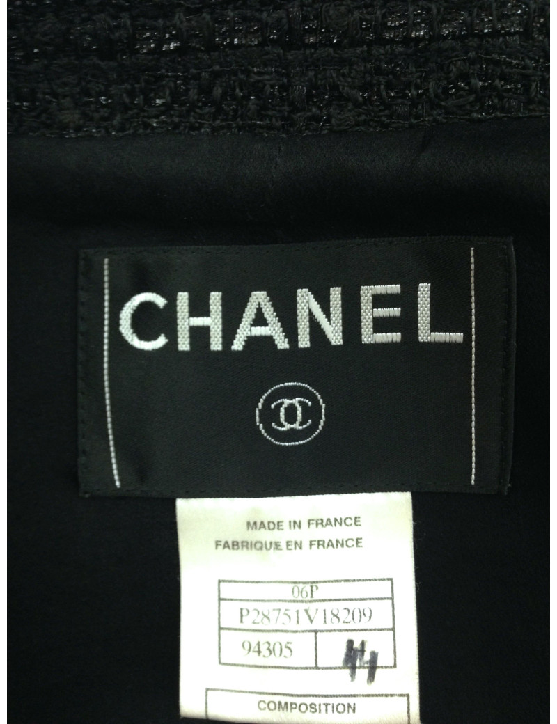 Veste CHANEL en tweed noir T 44 
