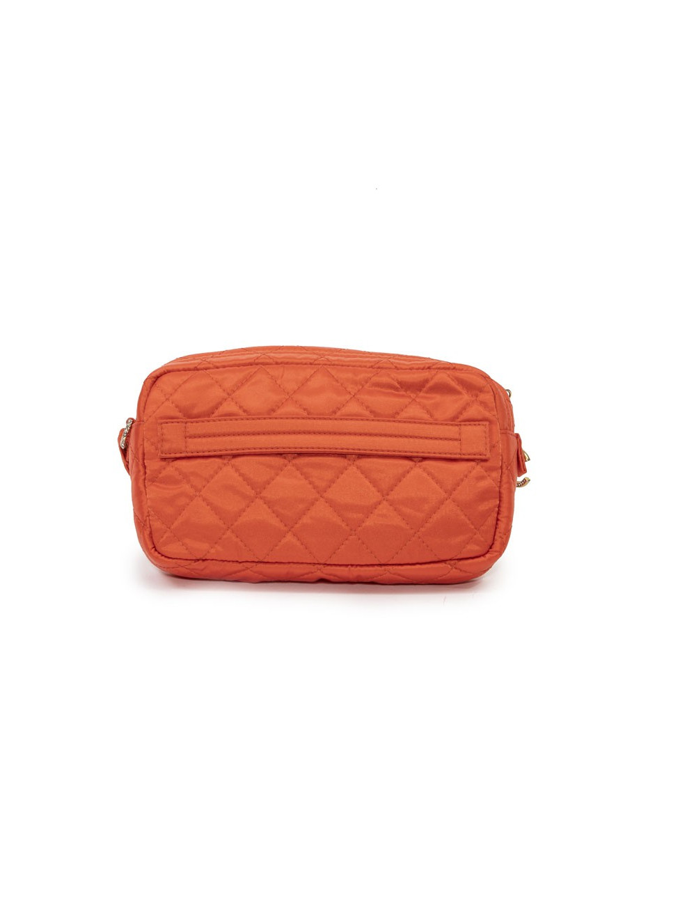Pochette CHANEL satin orange "CC" strass doré