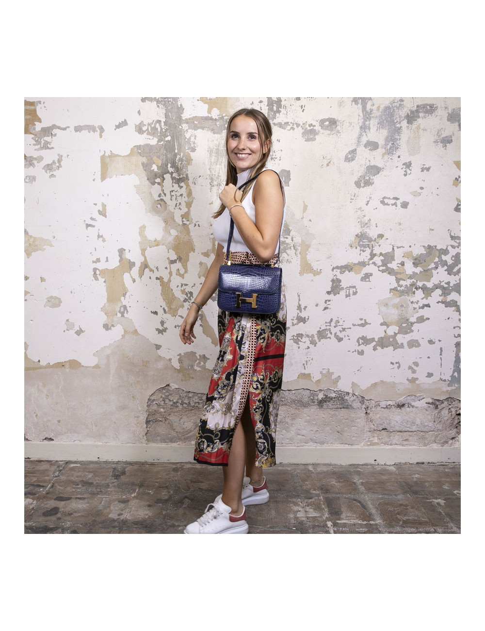 Sac Constance HERMES en crocodile du Nil violet