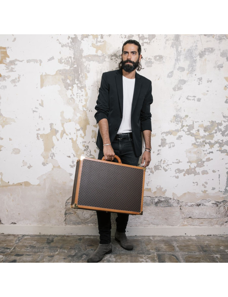 Valise CELINE en toile monogram marron