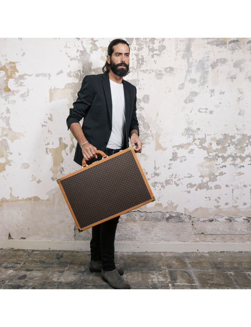 Valise CELINE en toile monogram marron