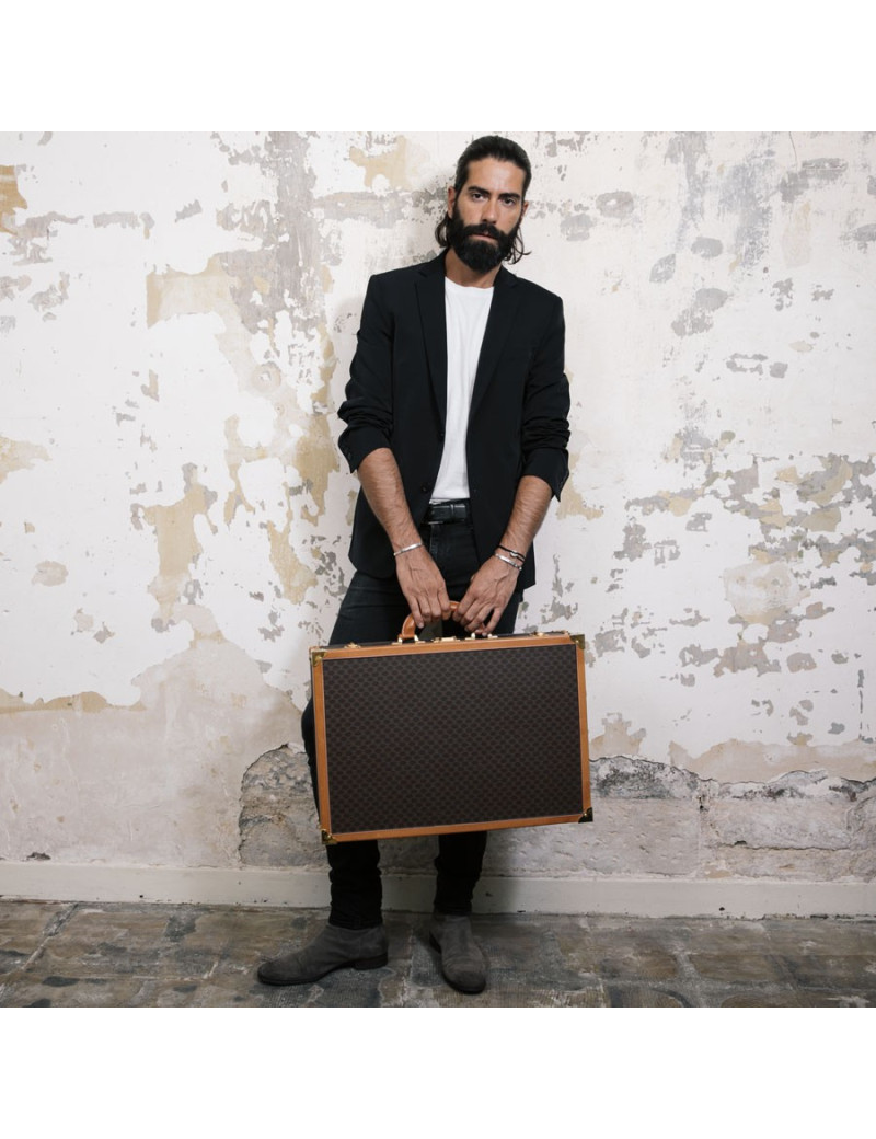 Valise CELINE en toile monogram marron