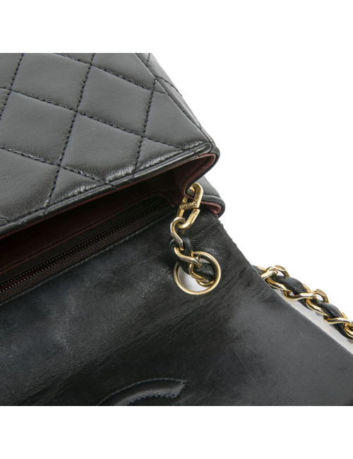 Sac CHANEL cuir d'agneau matelassé noir Vintage