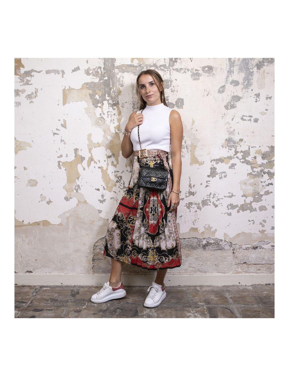 Sac CHANEL cuir d'agneau matelassé noir Vintage