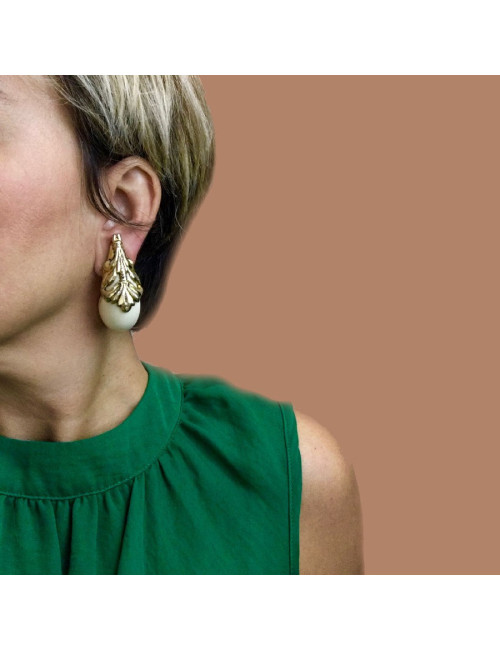 Boucles d'oreilles Clips ISABEL CANOVAS ivoire 