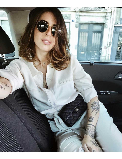 Ceinture banane CHANEL cuir caviar noir