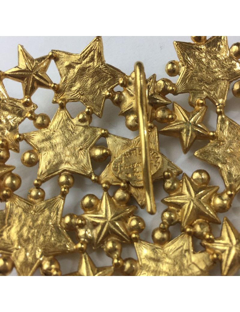 Broche YSL rive gauche coeur en étoile strass et métal doré