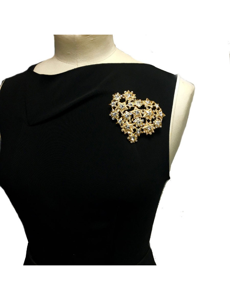 Broche YSL rive gauche coeur en étoile strass et métal doré