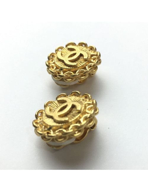 Boucles d'oreille clips CHANEL Vintage métal doré