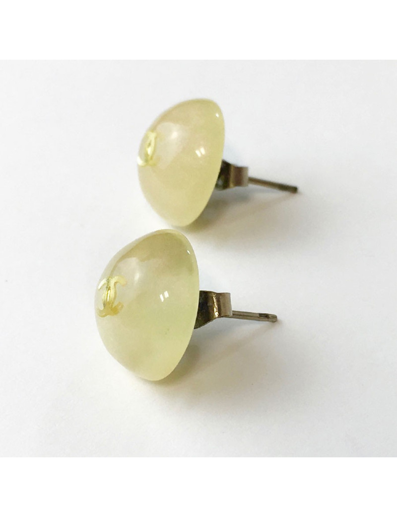 Boucles d'oreille clous CHANEL bicolores beige rosé