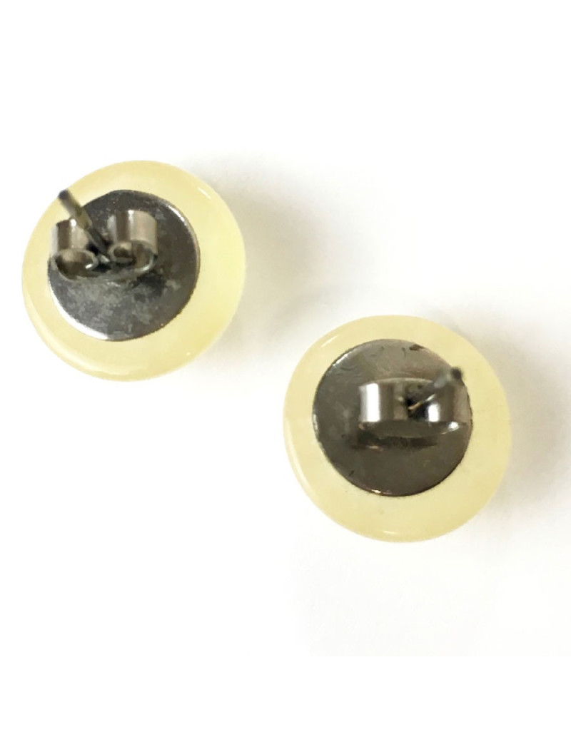 Boucles d'oreille clous CHANEL bicolores beige rosé