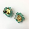 Boucles d'oreille CHANEL vintage perles pâte de verre vert d'eau