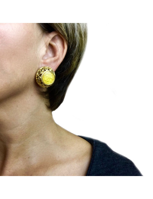 Boucles d'oreille clips CHANEL vintage dorés