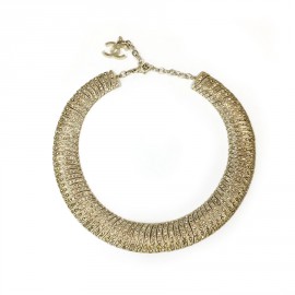 CHANEL choker necklace in gilt metal and rhinestones