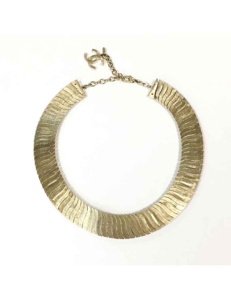 CHANEL choker necklace in gilt metal and rhinestones