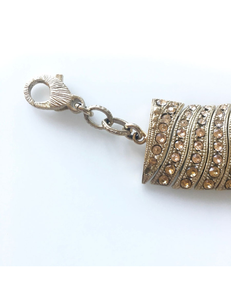 CHANEL choker necklace in gilt metal and rhinestones