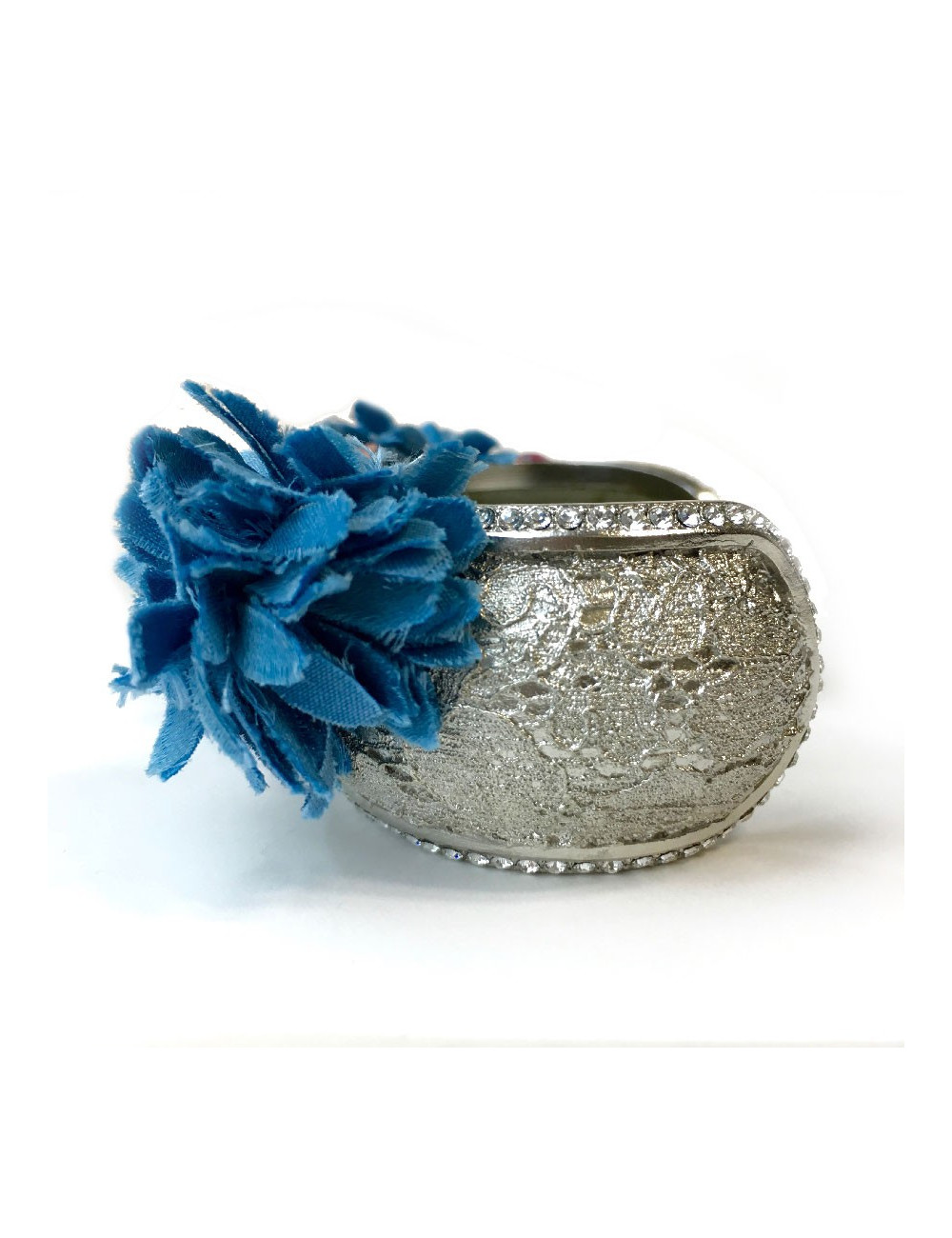 Bracelet CHANEL couture en métal argenté