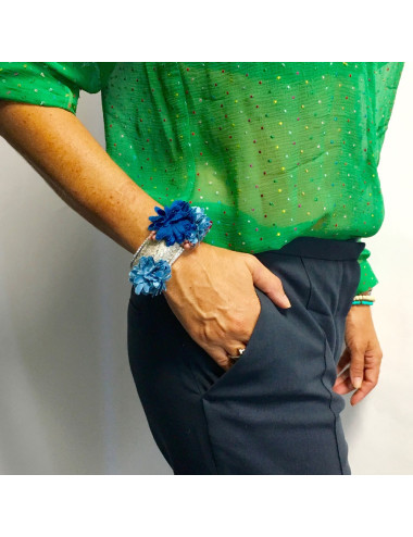 Bracelet CHANEL couture en métal argenté 2