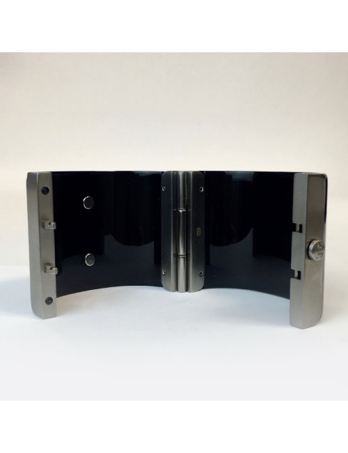 CHANEL cuff bracelet in black plexi and CC in gunmetal color