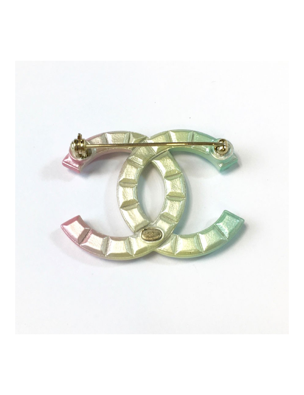 Broche CHANEL "CC" pointes de diamant tricolores