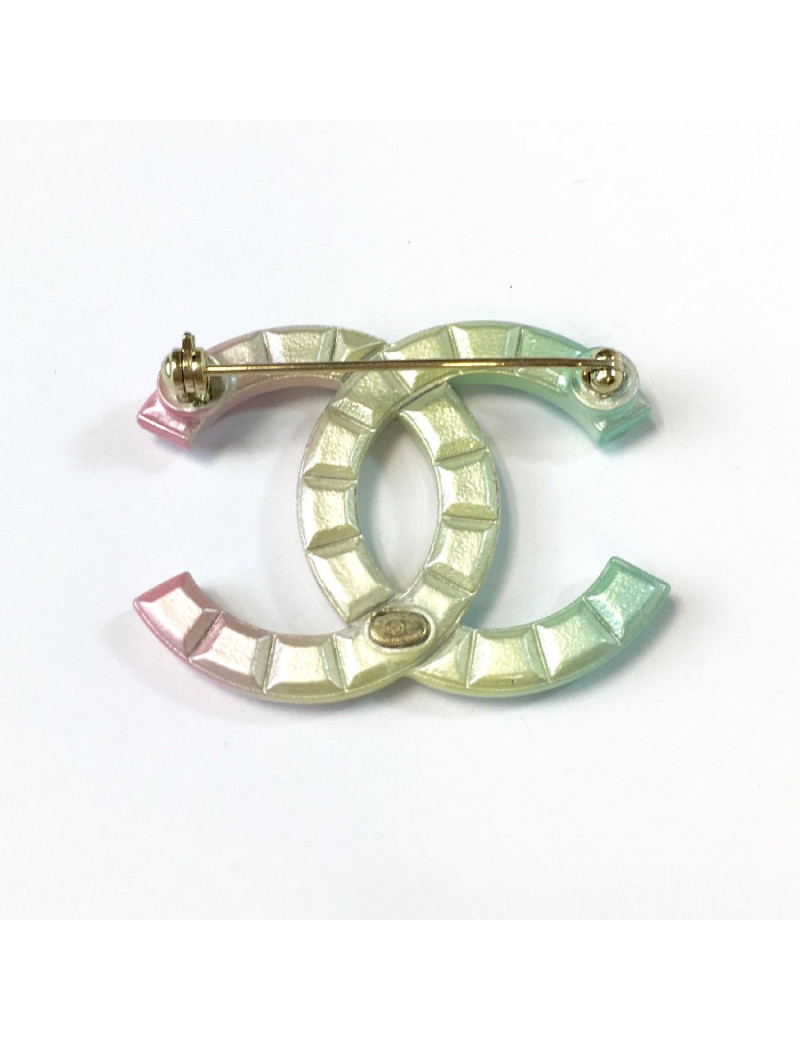 Broche CHANEL "CC" pointes de diamant tricolores