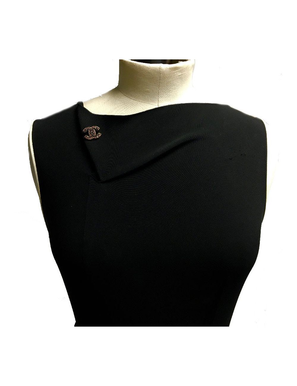 Pin's CHANEL 'CC' strass noirs et fuschia