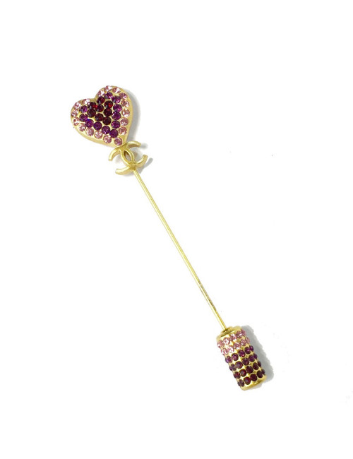 Pic CHANEL coeur avec brillants rose