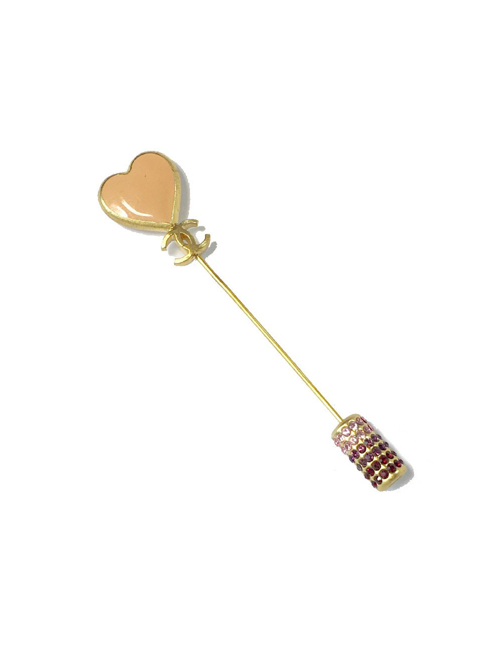 Epingle CHANEL coeurémaillé corail 