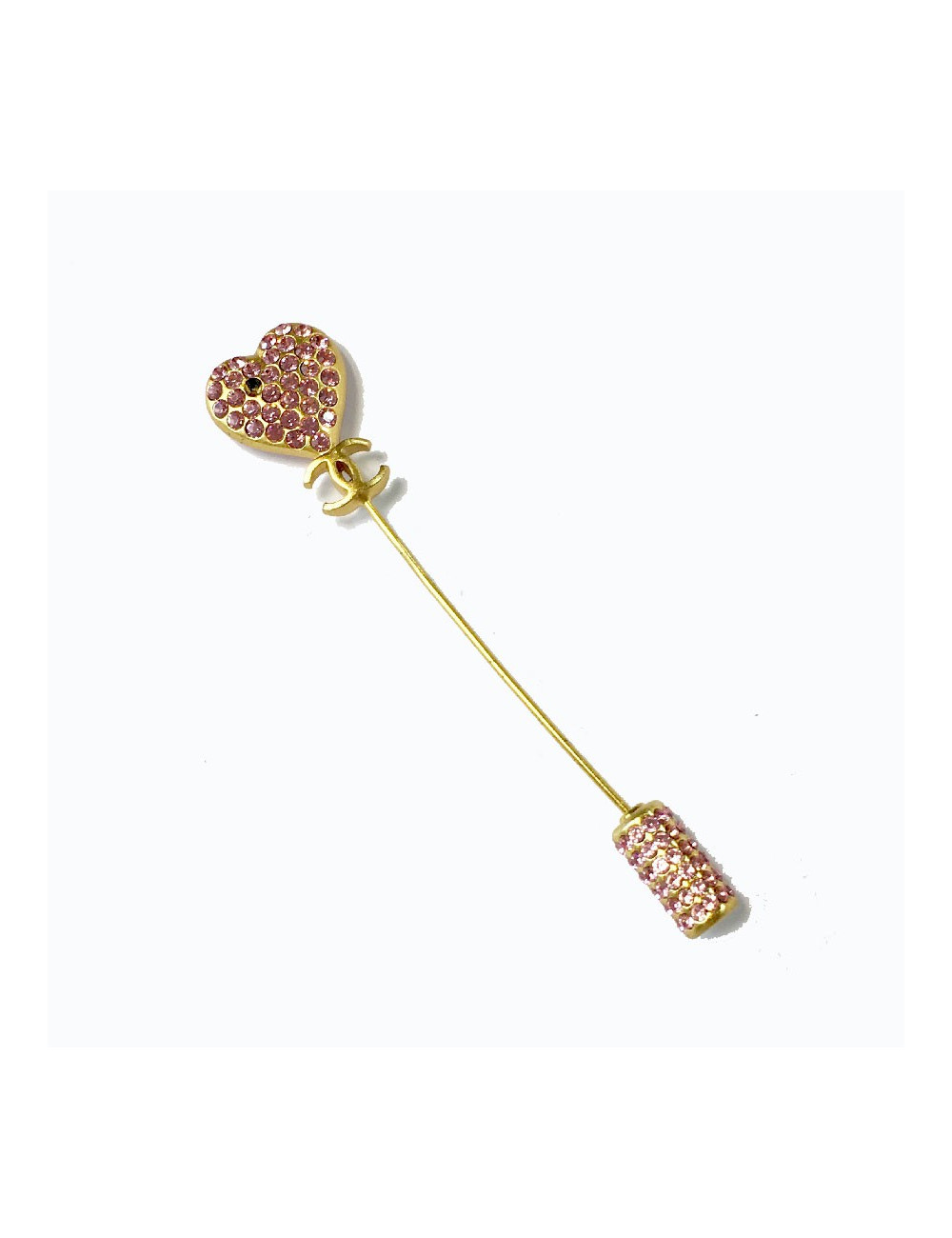 Epingle CHANEL coeur  rose avec brillants rose