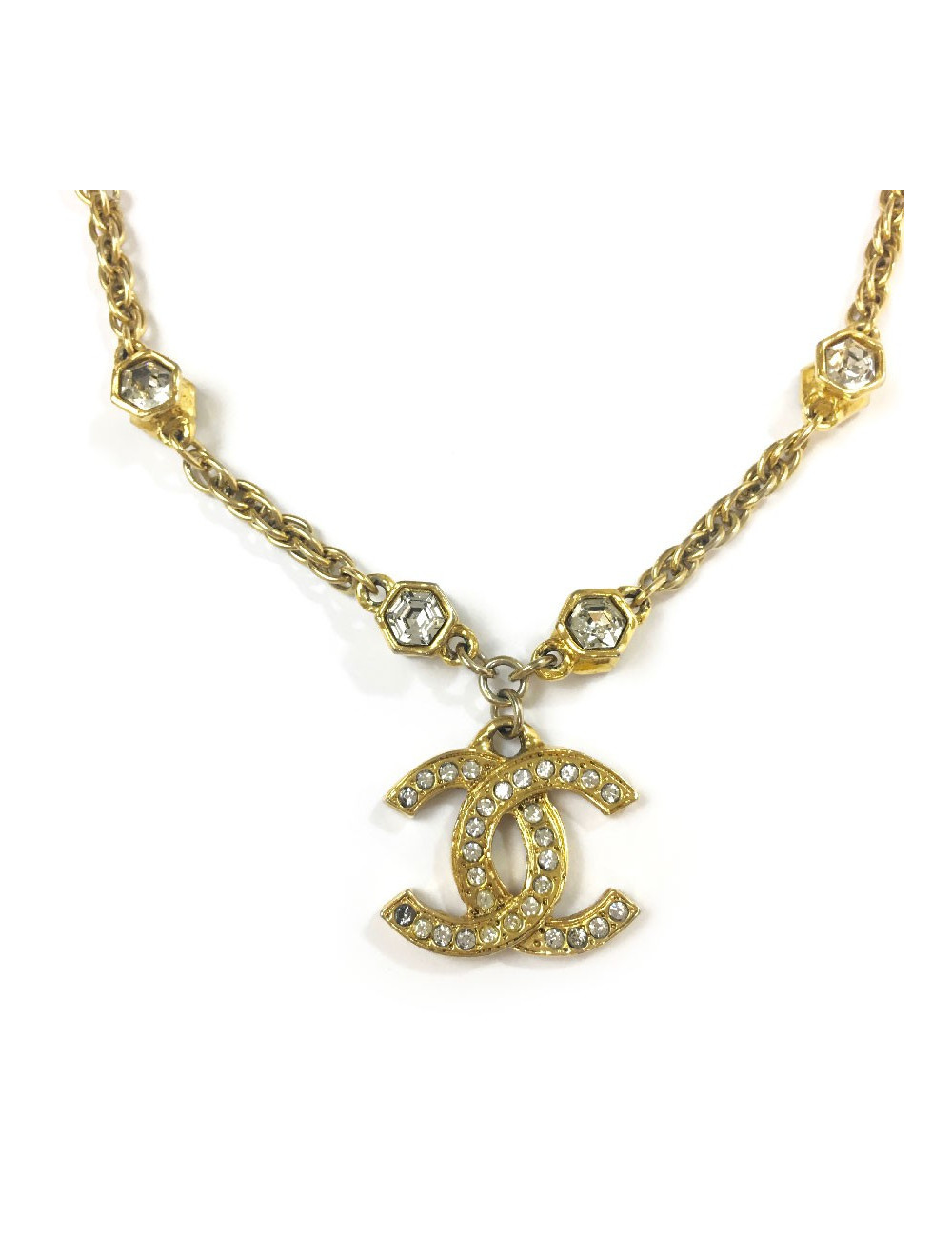 CHANEL vintage chain necklace in gilt metal