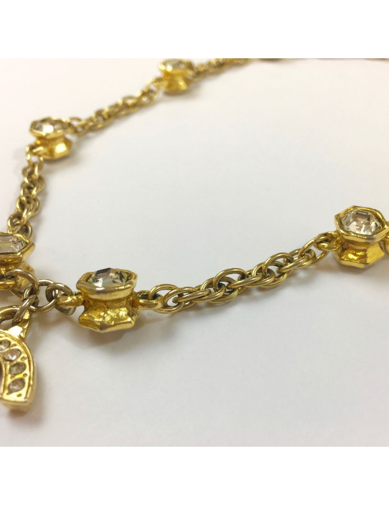 Collier CHANEL CC vintage strass et brillants