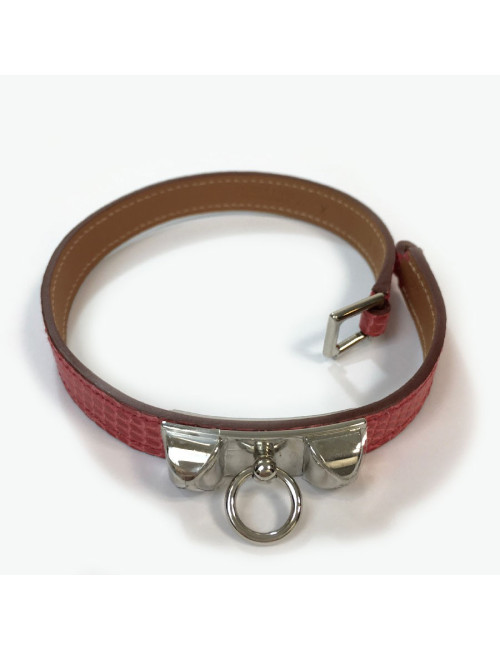 Bracelet Rivale double  HERMES cuir lezard bougainvilliers