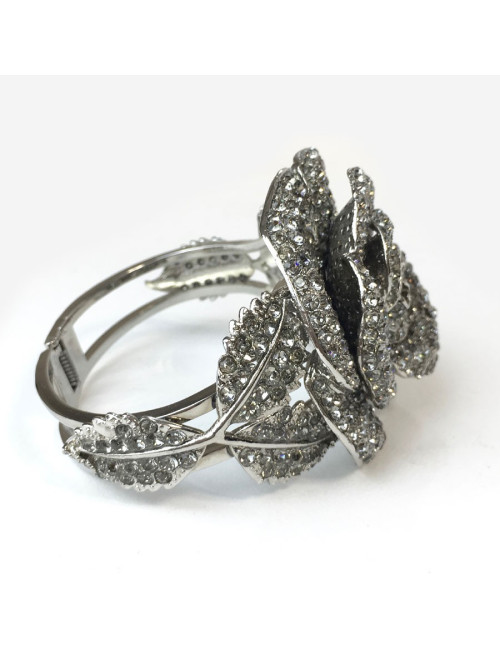 Broche CHANEL cercle noir et argent