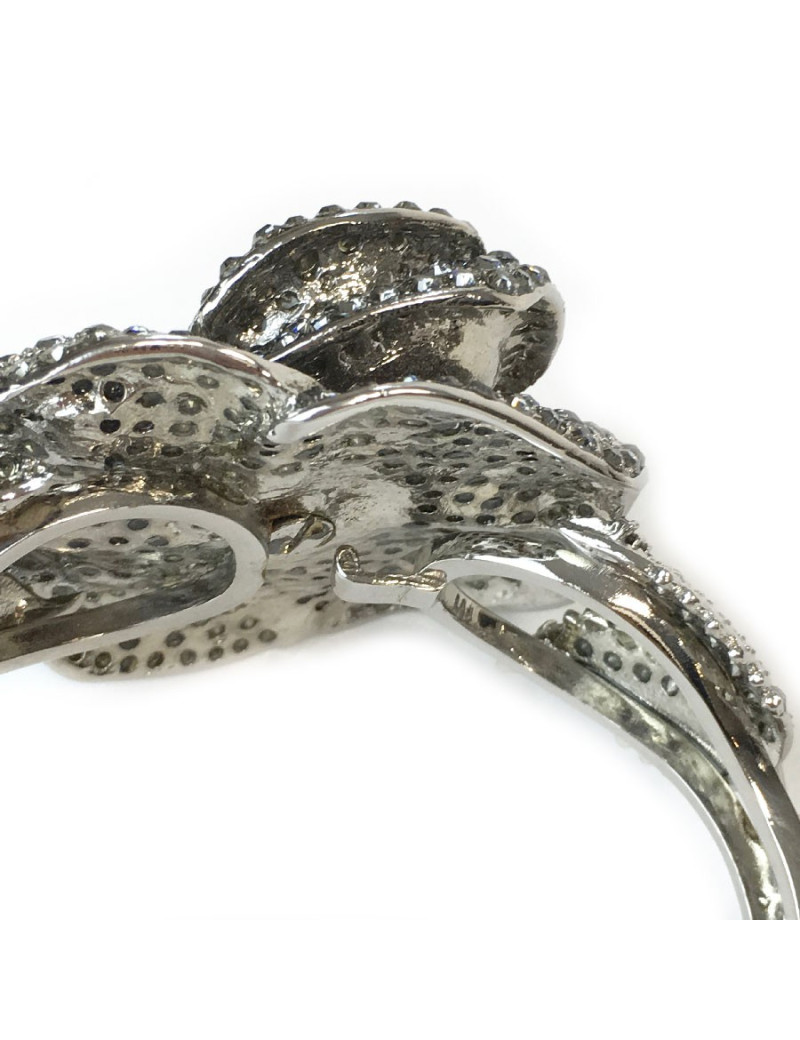 Bracelet camélia métal argent et strass