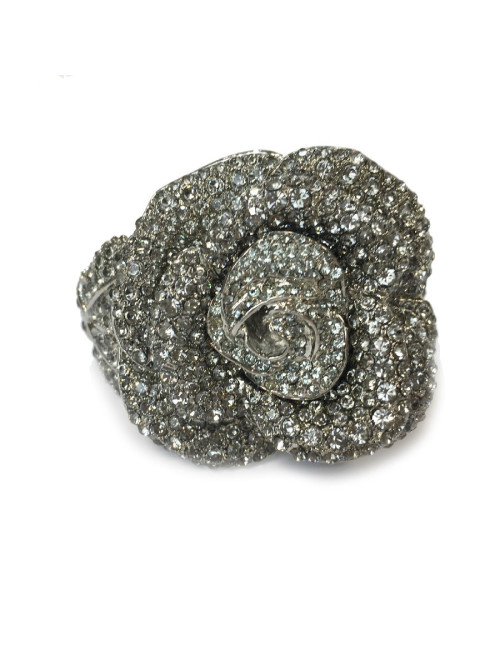 Broche CHANEL cercle noir et argent