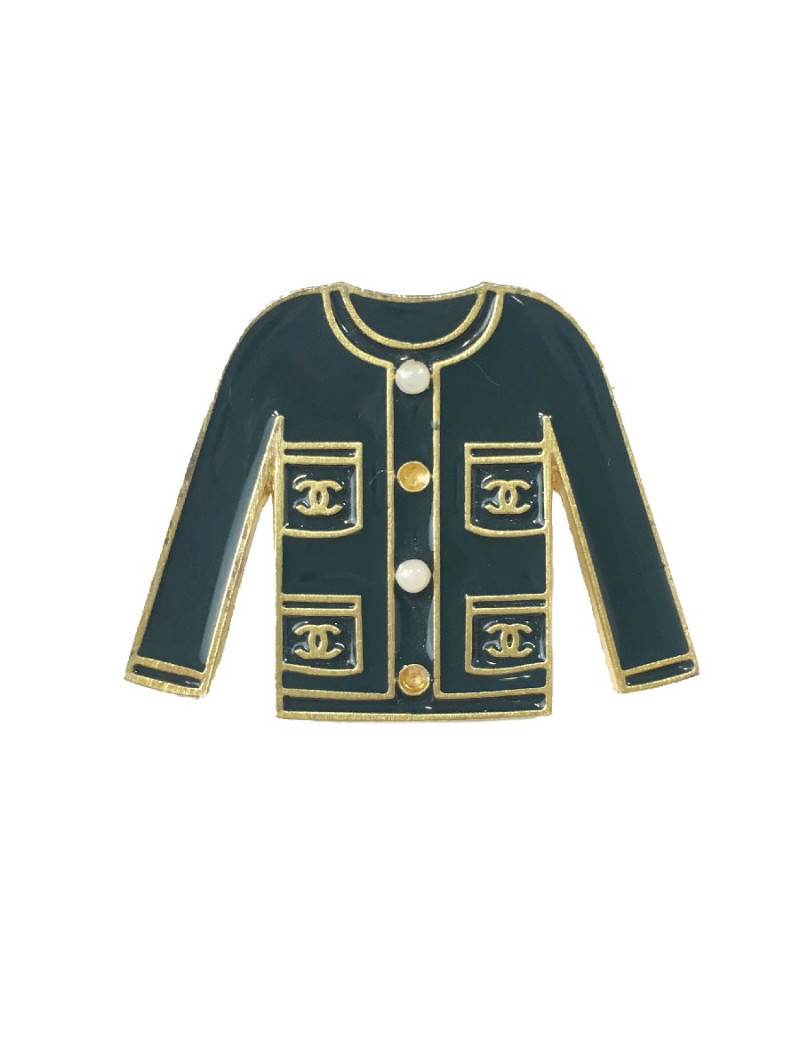 A REPARER Pin's CHANEL  petite veste émail vert