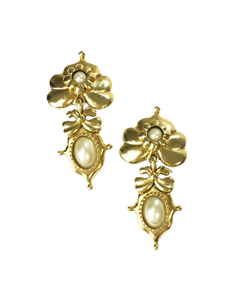 Boucles d'oreille clips ABBEYROAD pendantes dorées