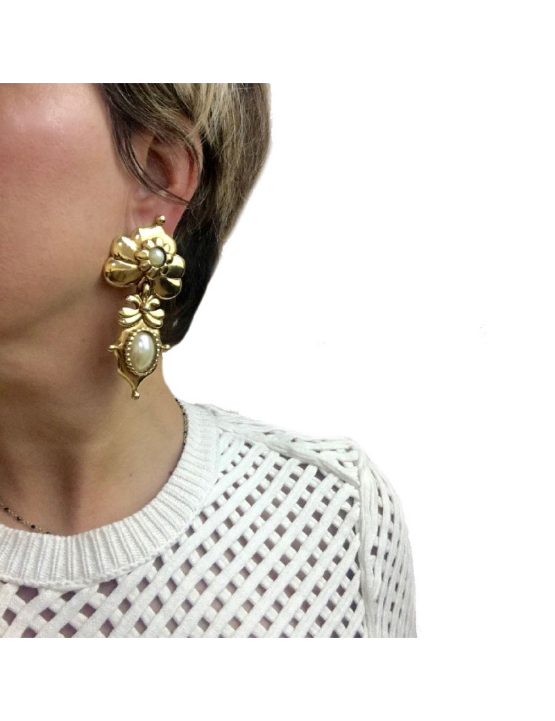 Boucles d'oreille clips ABBEYROAD pendantes dorées