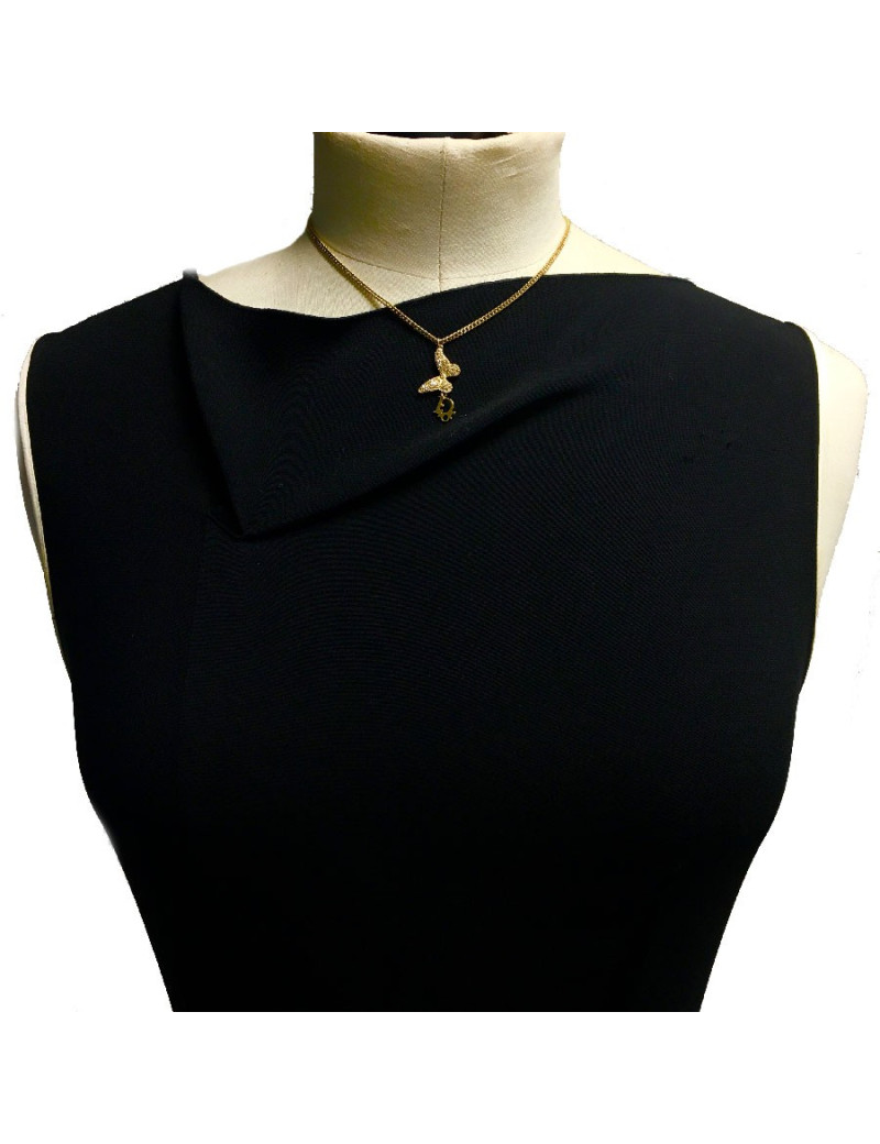 Collier DIOR papillon doré et strass