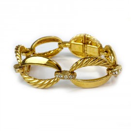 Bracelet CARVEN Vintage en métal doré et strass