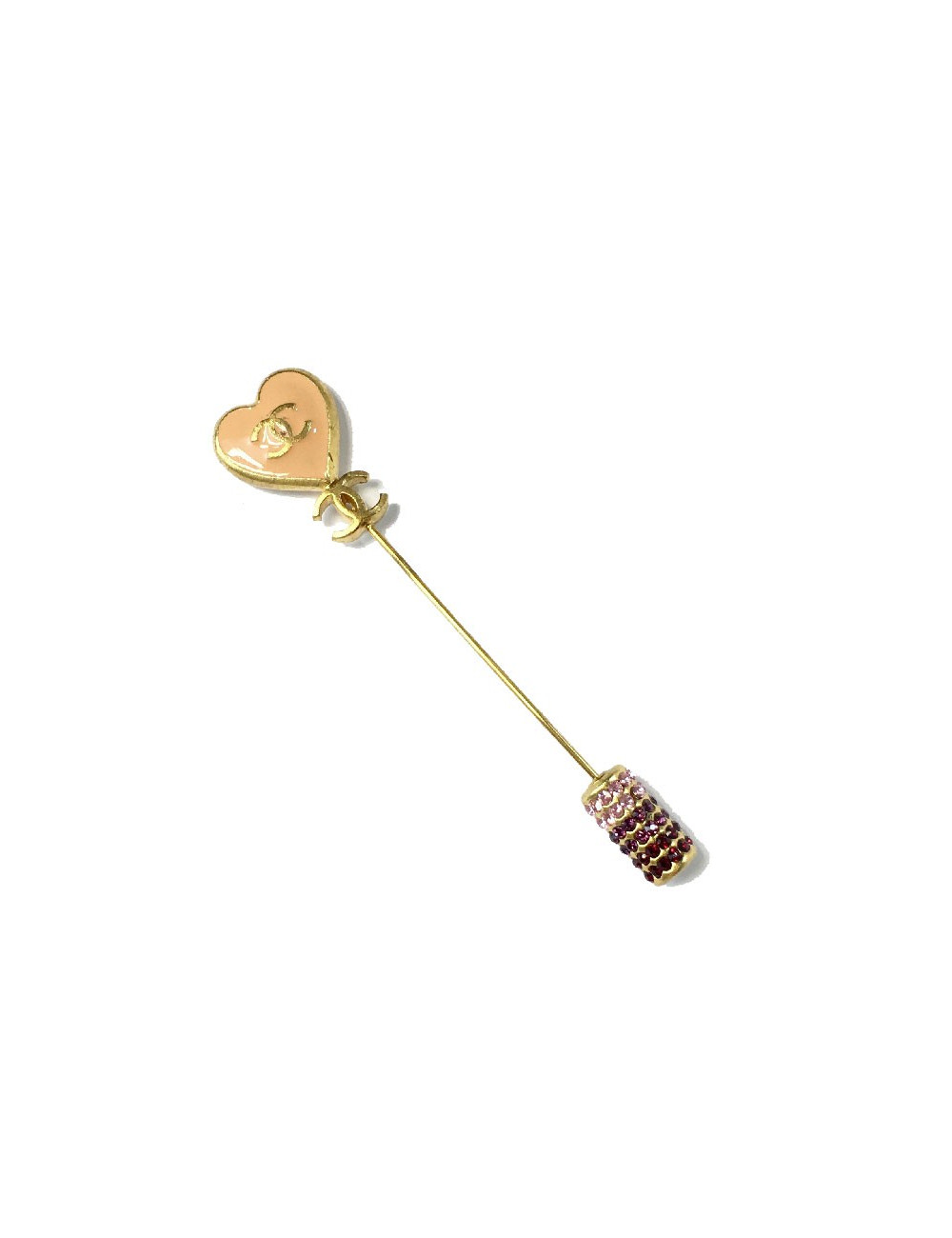 Epingle CHANEL coeurémaillé corail 