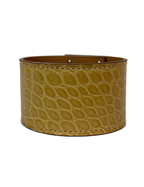 Manchette Kelly dog  HERMES alligator mat jaune mais