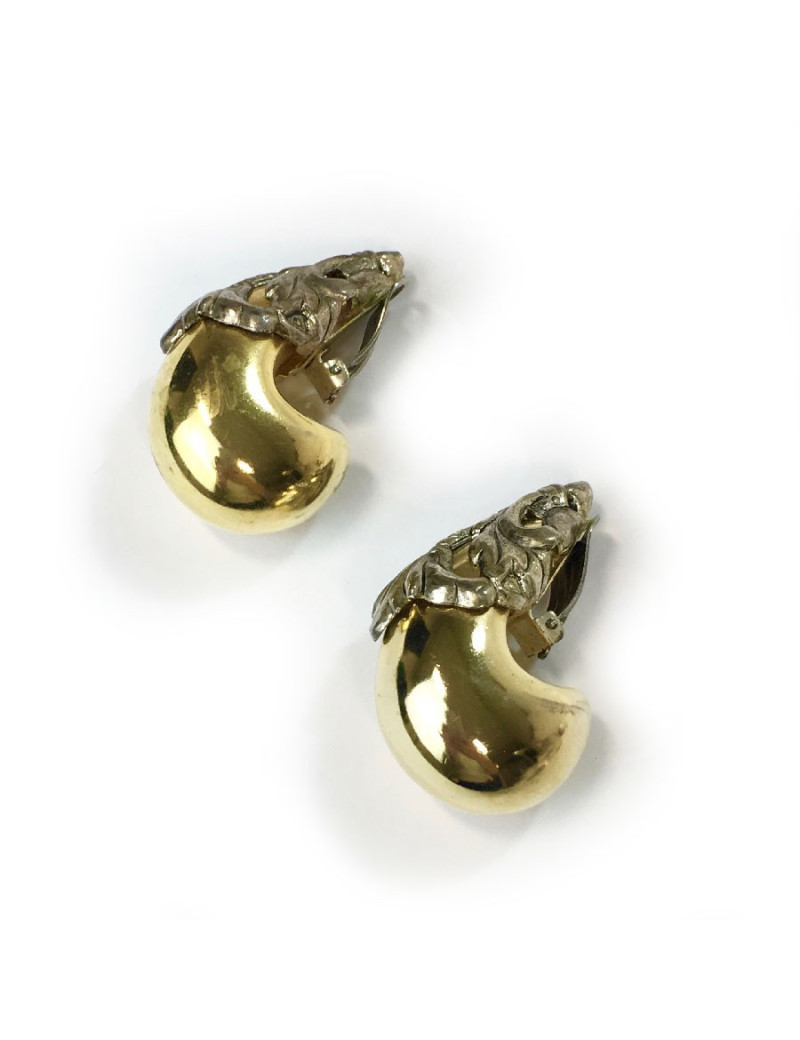 Boucles d'oreille clips ISABEL CANOVAS bicolores dorées et argent